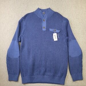 Duluth Trading Co‎ Wool Blend Collared 1/4 Button Sweater Men Large Ribbed Heavy